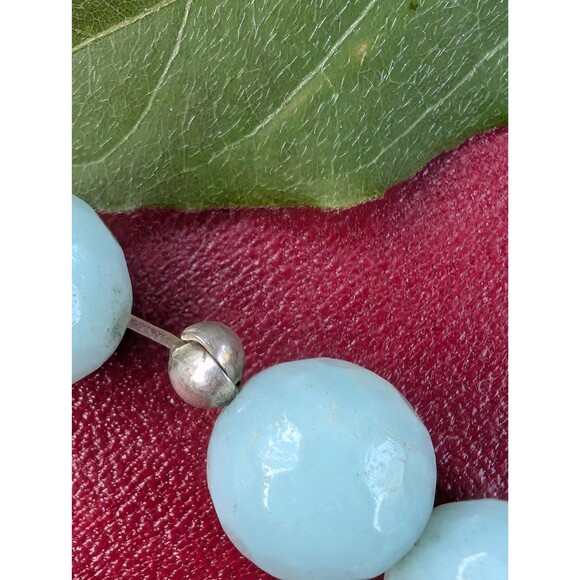 Vintage Sterling Amazonite Bead Bracelet, Lotus Zen Bracelet - Picture 10 of 10